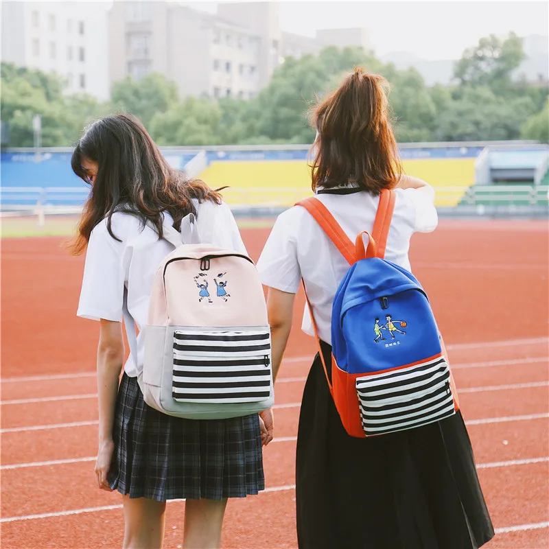 Menghuo School Backpacks for Teenage Girls Emboridery Women Canvas Backpack Female Cute Japan and Korean Backpack Travel BagsLLGF9678