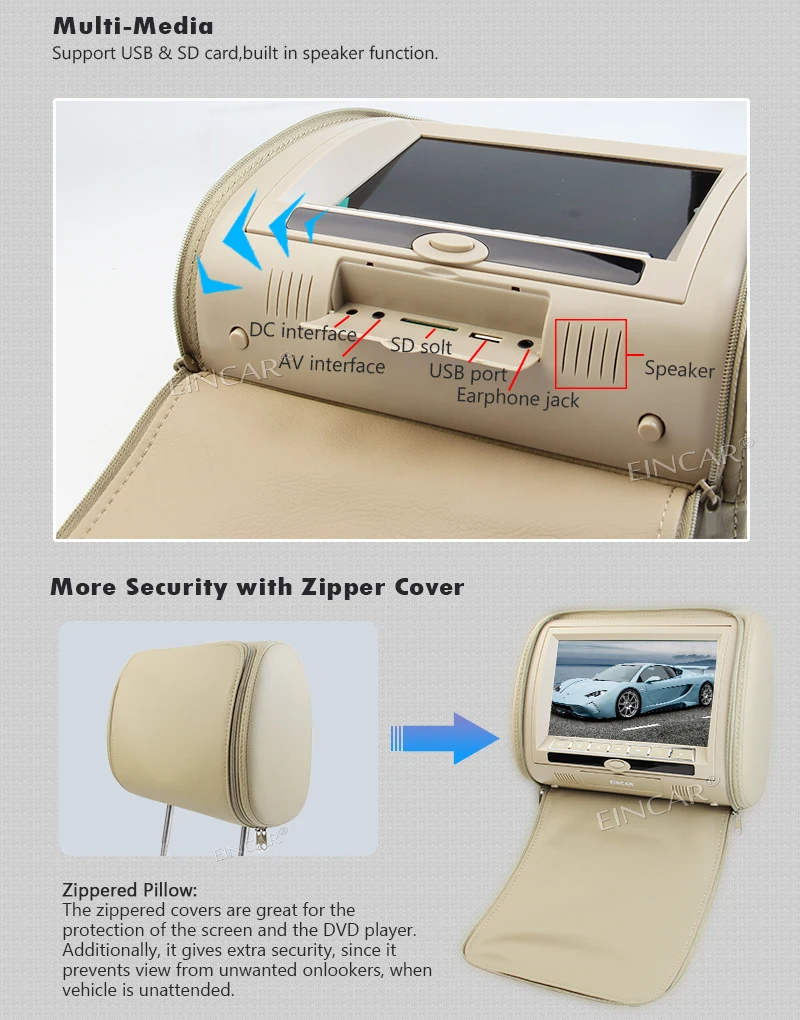 Clearance 9 Inch Car Headrest DVD Player Monitor With 800*480 TFT LED Touch key Built-in Speaker Support USB HDMI Games Remote Control 7 Clearance 9 Inch Car Headrest DVD Player Monitor With 800*480 TFT LED Touch key Built-in Speaker Support USB HDMI Games Remote Control 7