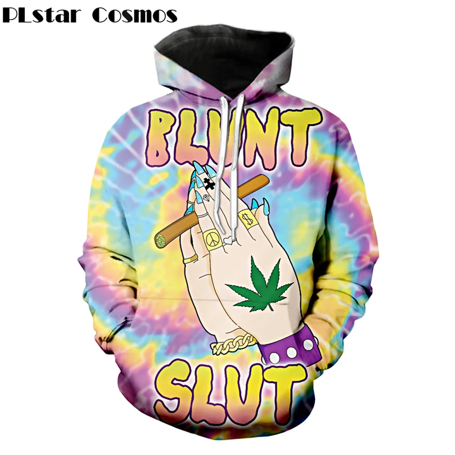 3D Print Psychedelic Weed Green Leaf Sweatshirt Hoodies Pullovers