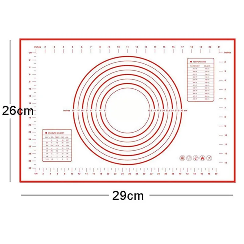 Антипригарный силиконовый коврик для выпечки, Аксессуары для выпечки, инструменты для выпечки теста, торта, хлебобулочных изделий и кухонных гаджетов 26*29 см