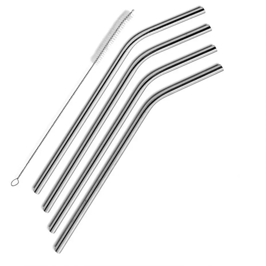 4 Pieces/lot Stainless Steel Drinking Straws Bar Tools Wine Accessorieswine accessoriessteel