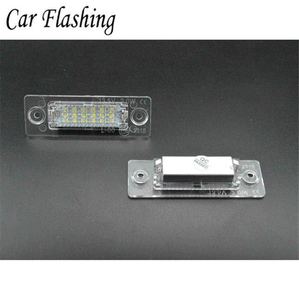 Car flashing 2Pcs License Number Plate Light Lamp 18-LED For VW/Caddy/Transporter/Passat/Golf/Touran/Jetta Skoda No Error | Автомобили и