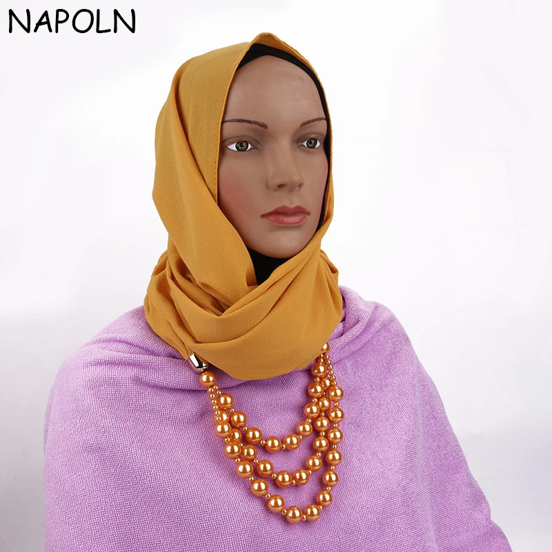 

NAPOLN Pendant Scarf Necklace Jewelry Simulated Pearl Necklaces Pendants Neckerchiefs For Women Bijoux Ethnique Dropshipping
