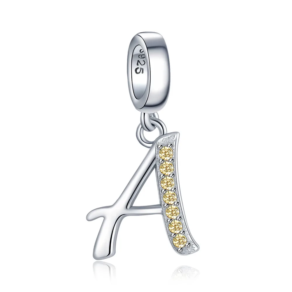 JewelryPalace Золотой Желтый кубический цирконий с буквой А Серьги Подвески шармы