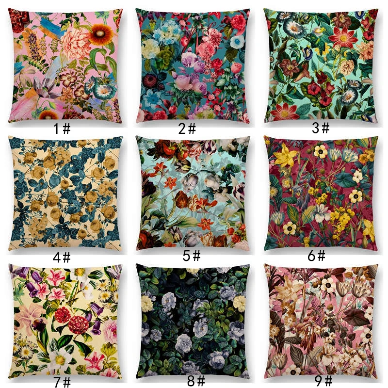 

Hot sale Newest Fashion Nordic Style Flower Leaf yellow blue Cushion Cover Home Pillow Case Linen Cotton Pillows Covers a0022