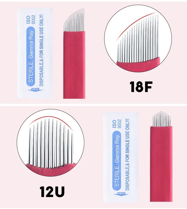 0,2 мм полный Профессиональный Перманентный макияж красные лезвия бровей Иглы татуировки tebori лезвие для дермографа микропигментации