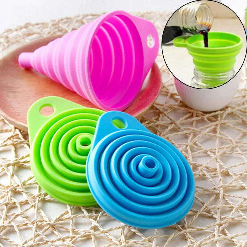 

Practical Silicone Small Collapsible Foldable Silicon Kitchen Funnel Gadgets Fordable Portable Kitchen Tools