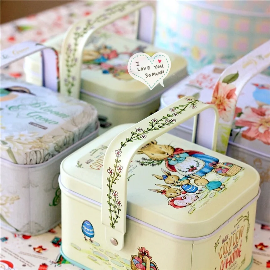 

Portable 6 pcs/lot Metal Box with Handles,Baby Birthday Cartoon Candy Boxes,Kawaii Storage Organizer for Tea Coin Small Things