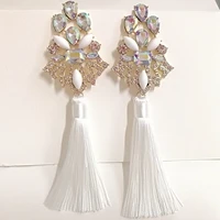 Brincos Grandes Мода большой кристалл длинные капли воды кисточкой Серьги для Для женщин себе Богемия Серьги - Окраска металла: white
