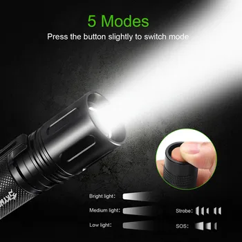 

10000 Lumens Zoomable Tactical Military LED Powerful Flashlight Torch Lamp Light LED Torch Flashlight Latarka Handheld Linterna