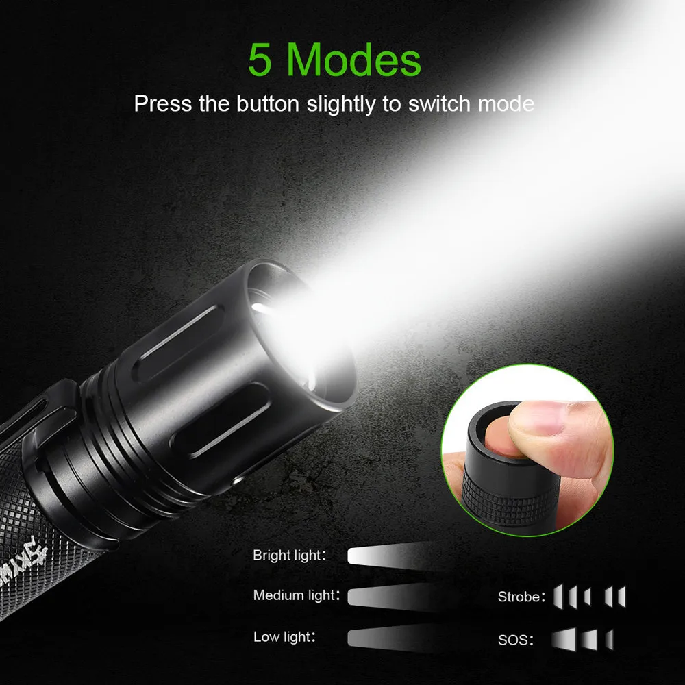 

New High Quality 10000 Lumens Zoomable Tactical Military LED 18650 Flashlight Torch Lamp Light Drop Shipping