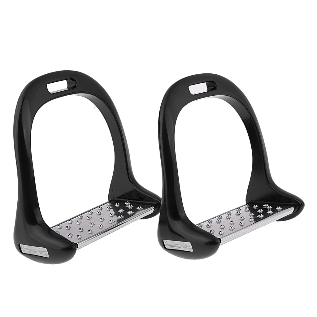1Pair Anti Slip Aluminium Horse Saddle English Stirrups Horse Riding Equestrian Safety 18x15cm Plastic Safety Stirrups
