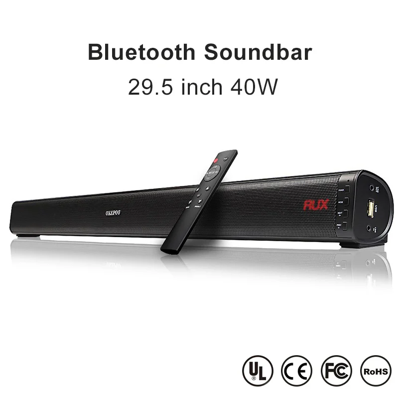 OKEPOO домашний кинотеатр 40 Вт Bluetooth Саундбар для ТВ аудио динамика 29 5 дюйма 2 0 3D