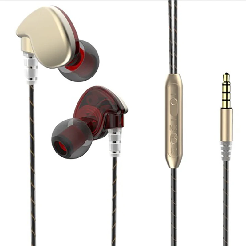 

Wired control earphone HD mic bass stereo noise reduction waterproof sport music oxygen free copper wire and silicone ear riser