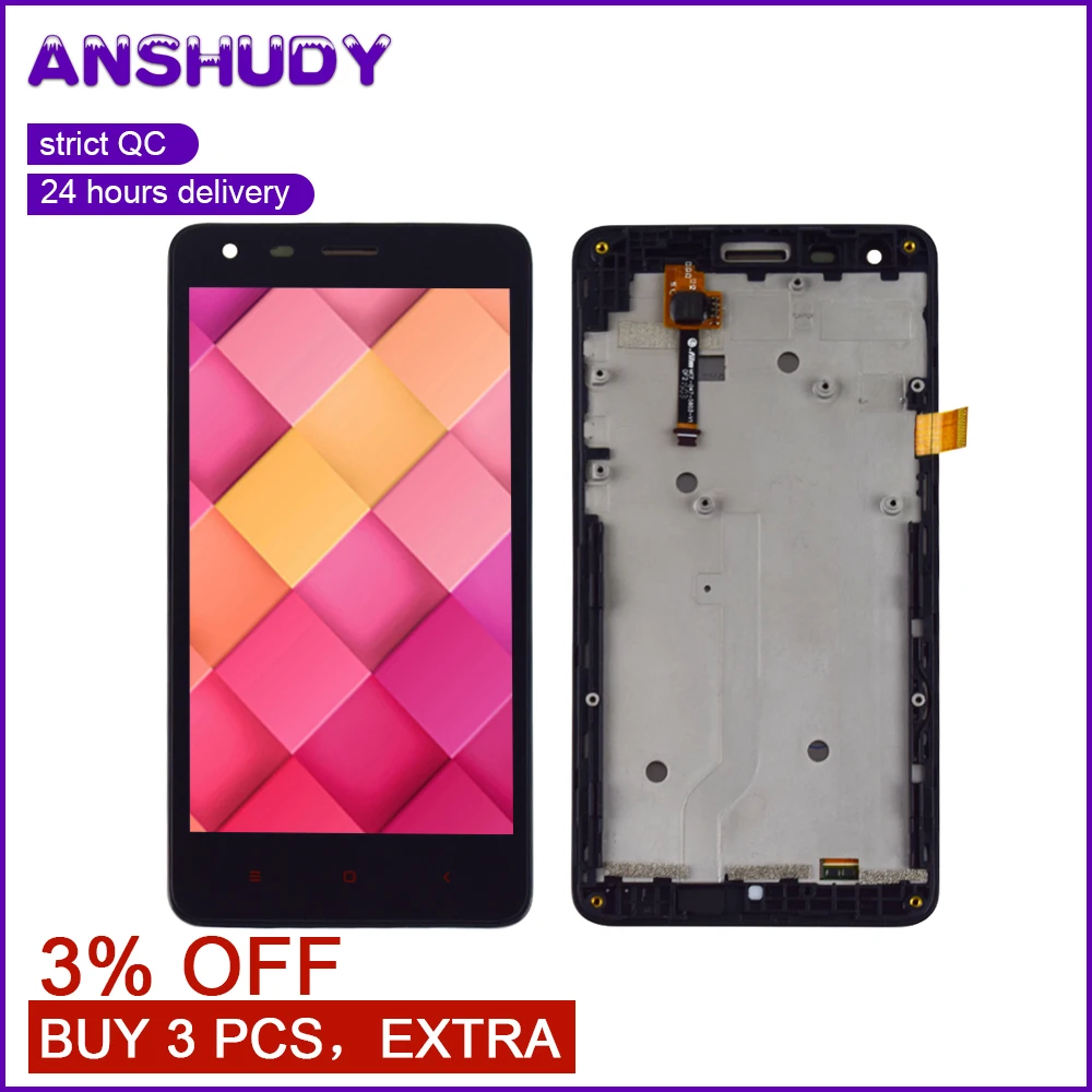 For Xiaomi Redmi 2 LCD Display Touch Screen Digitizer Assembly Frame Hongmi 2A Replacement | Мобильные телефоны и