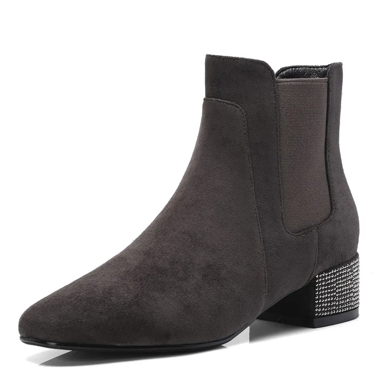 D'hiver Enfant Bottines En Mode Talons 34 Taille Carré Cuir De Bout Cr1113 Chaussures Élastique Black 40 Med Grande gray Bottes Causalité Enmayer Épais txw4FXx