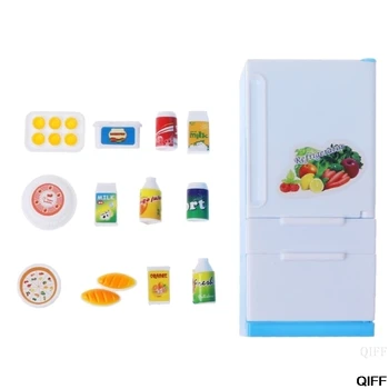 

Drop Ship&Wholesale Refrigerator Play Set Doll House Doll Fridge Freezer With Food Kid Toy May06