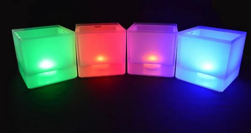 Hot sale style double layer transparent plastic LED ice bucket square straight red wine champagne led ice bucket