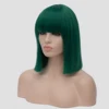 Similler pelucas sintéticas de Bob corto para mujer, pelo de fibra de alta temperatura con flecos/flequillo y red rosa, verde oscuro, Azul, Morado ► Foto 3/6