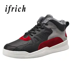 Повседневная обувь для молодежи, черные, красные, мужские туфли на плоской подошве, удобные, теплые, меховые мужские модные кроссовки