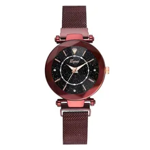 New Hot 1 Pcs Women Lady Student Wrist Quartz Watch Starry Sky Luxury Round Dial Magnetic Buckle YAA99