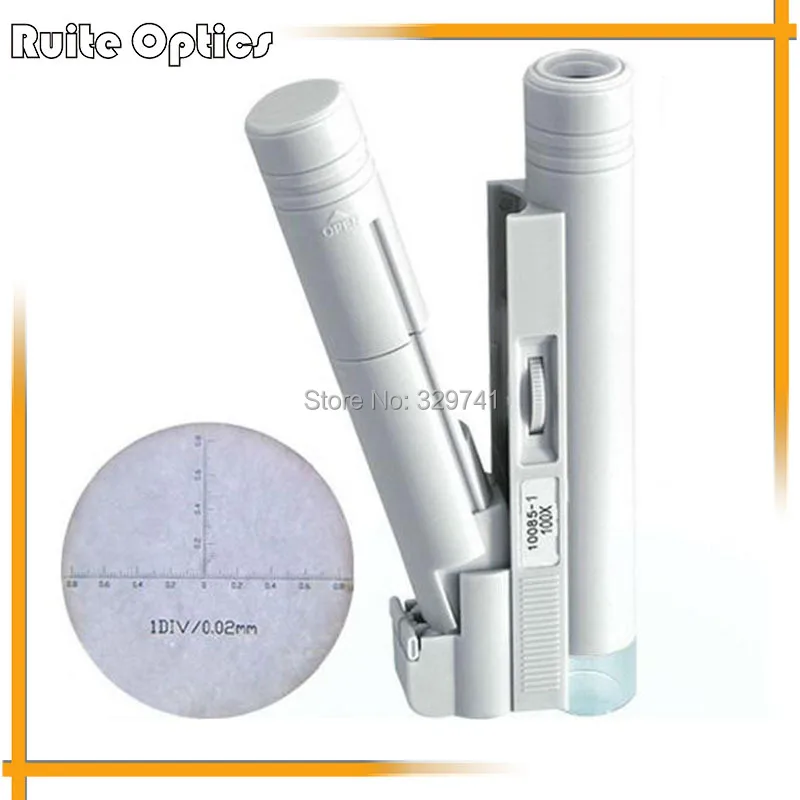 

100X Illuminanted Pocket Size Microscope with Light Source Reading Scale 1DIV/0.02mm MG10085-1