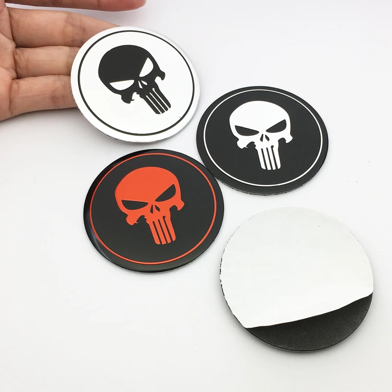 

FTDF 4Pcs/Lot car styling 56.5mm Skull Punisher Logo Car hubcaps wheel sticker covers rims emblem center cap Sticker