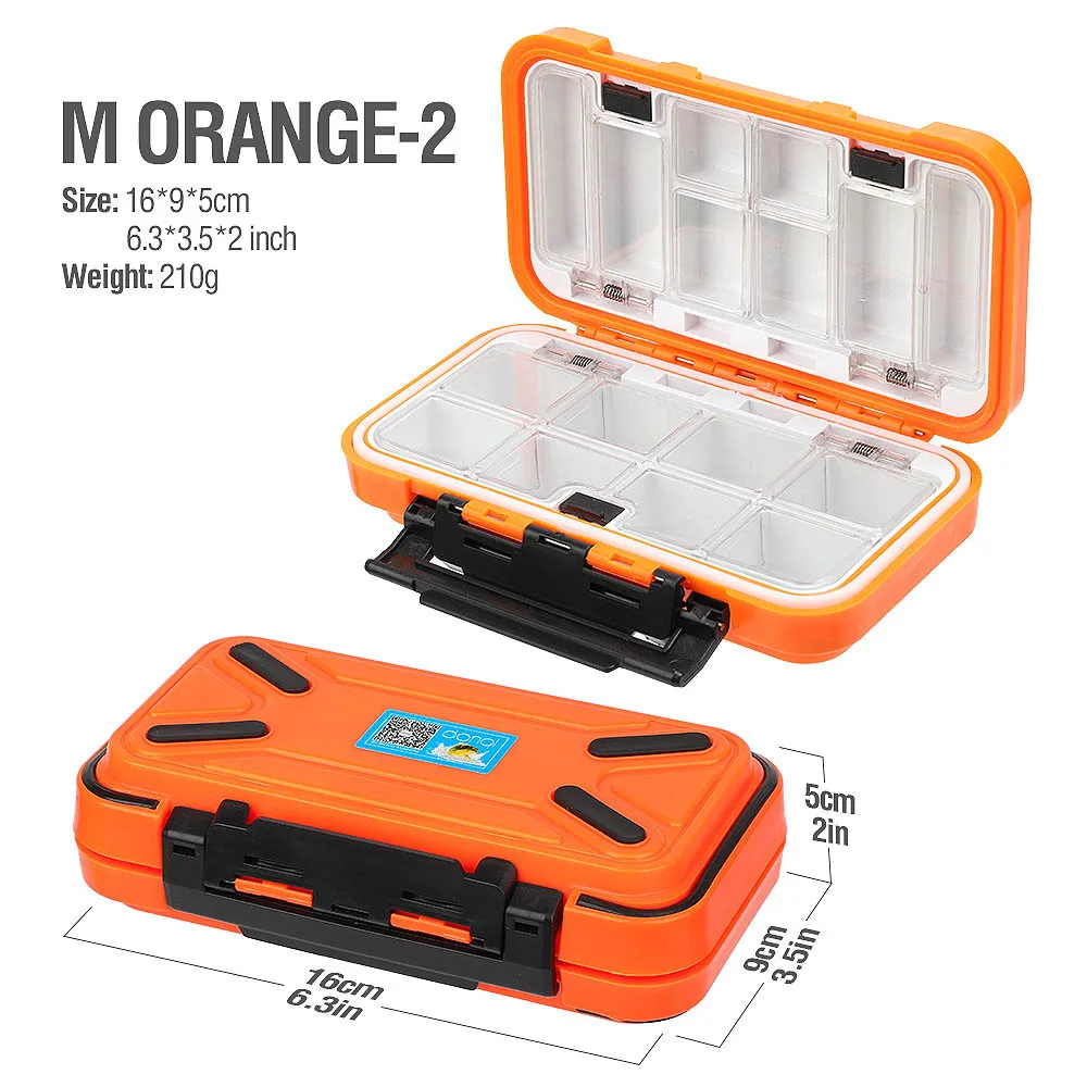 DONQL водонепроницаемый ящик для рыболовных снастей двухсторонняя Приманка крючки ящики для хранения Карп Fly рыболовные аксессуары 12-30 отсеков - Цвет: M 16 grids Orange