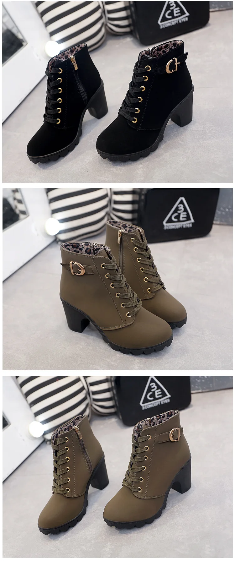Зимние женские ботинки; коллекция года; Винтажные ботинки на высоком каблуке со шнуровкой; женские Ботинки martin; женские ботильоны на платформе; женская обувь