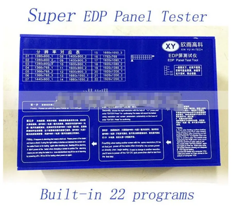 

LCD EDP Panel Test Tool Universal EDP Signal Tester Built-in 22 Programs English Instruction Surpport DP Screen