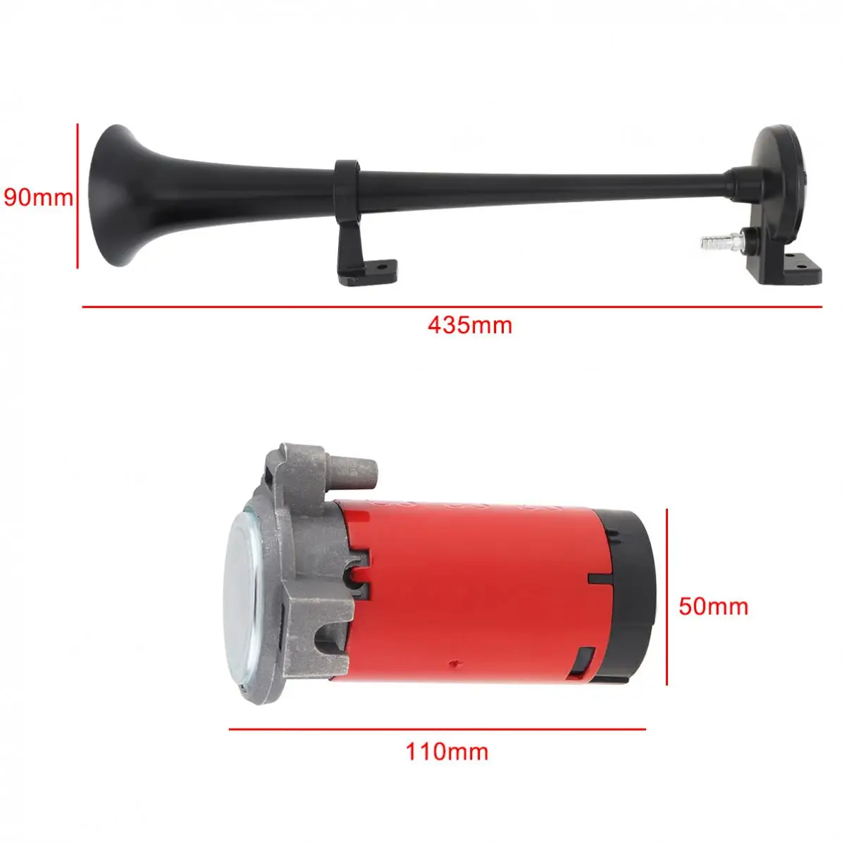 17 Inch 12V 150dB Super Loud Single Car Trumpet Air Operated Horn with Compressor for Truck / Boat / Train Lorry
