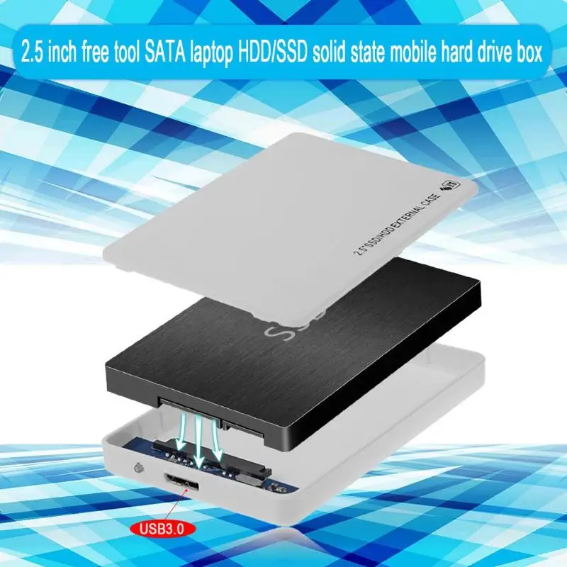 2,5 дюймовый чехол для ноутбука SATA HDD для Sata USB 3,0 SSD HD жесткий диск Внешний корпус для Хранения Caddy Box с кабелем USB 3,0