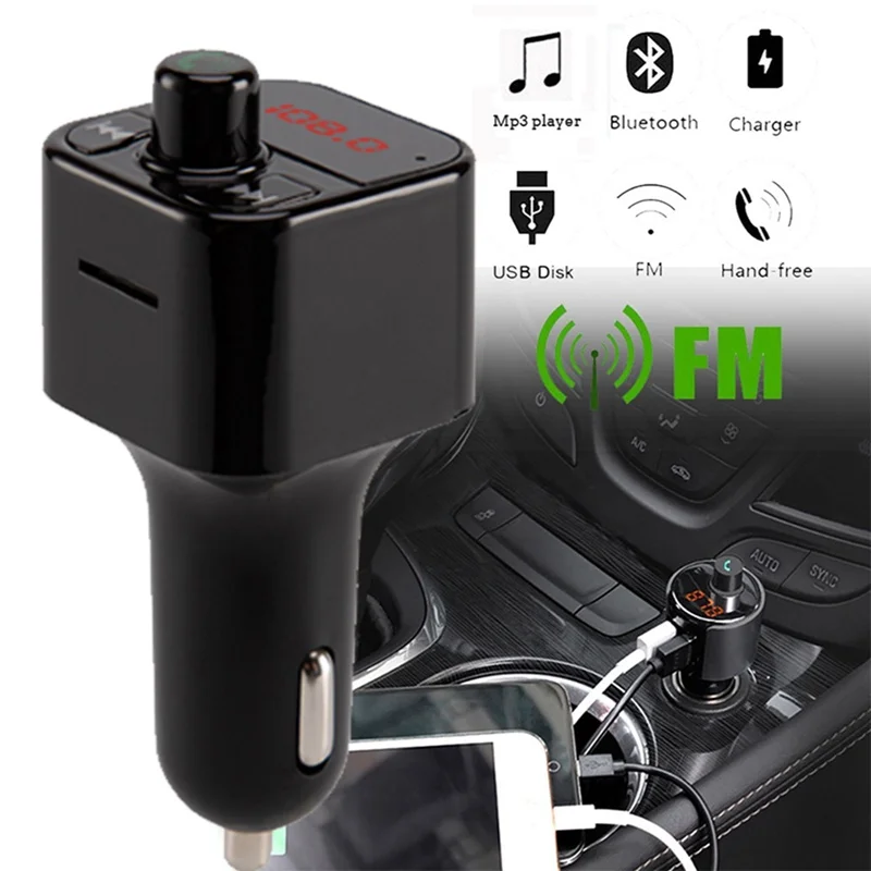 VicTsing Wireless Bluetooth MP3 Player Car FM Transmitter Radio Hands-Free Car Kit USB Charger Fast Charging Black White Gold    (14)