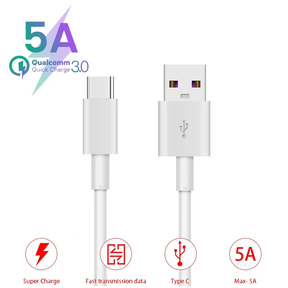 5А быстрая зарядка 3 0 USB Type C кабель для Xiaom Redmi k20 pro huawei Быстрая Samsung S9 S10 Plus C|Кабели