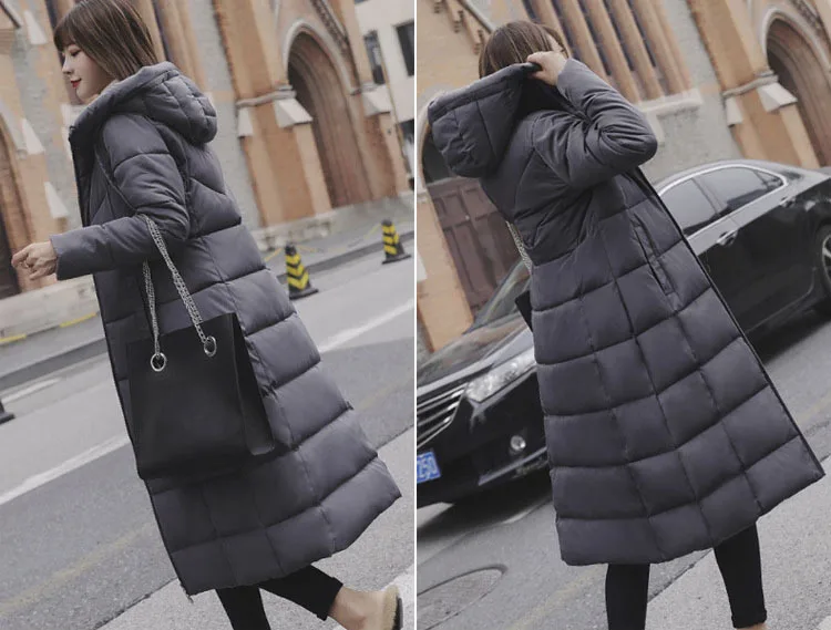 2019 зимняя женская парка пальто с капюшоном Толстая парка длинная Мода 2019 Плюс Размер 6XL однотонная тонкая куртка женская хлопковая верхняя