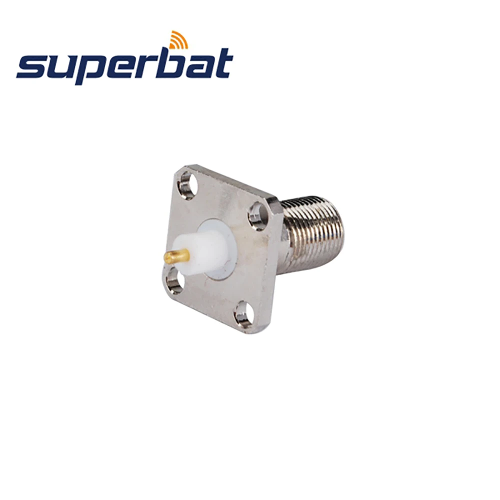 Superbat 2X 75ohm F 4 홀 패널 마운트 암, 케이블 RG58, RG400,RG142,LMR195용 확장 유전체 및 솔더 포스트 커넥터 포함