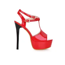 Brand New Sexy Blanco Rojo Mujeres Desnudas de la Plataforma Sandalias de Moda de Señora Stripper EH16 Stiletto Zapatos de Tacón Alto Más El Tamaño Grande 10 43