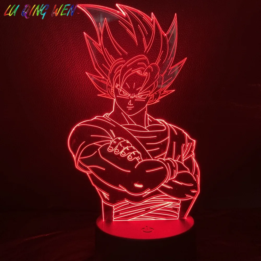 Крутой детский светодиодный ночник Dragon Ball Z Goku рисунок ночной Светильник для детской спальни Декор аниме 3D иллюзия светодиодный ночной Светильник Saiyan