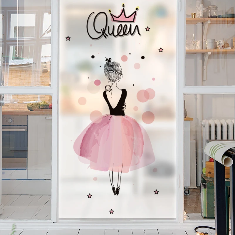 

Customize Static Cling Stained Glass Window Film Frosted Opaque & Privacy Home Decor Digital print Removable BLT985 Lovely Girl
