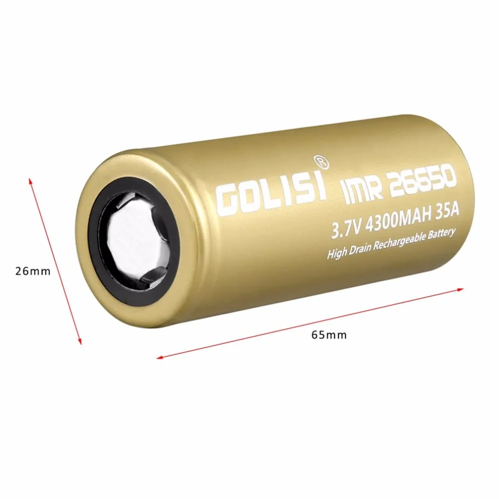 GOLISI S43 26650 Перезаряжаемые Батарея литий-ионный аккумулятор 4300mAh 3,7 V 35A большого потока энергии низкое внутреннее сопротивление для Светодиодный фонарики Налобные