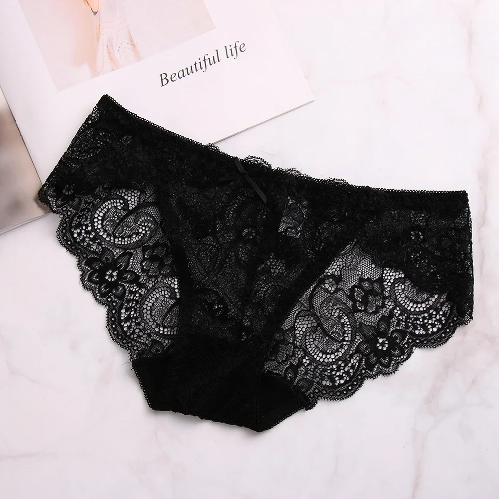 

2019 New Arrival Sexy Women's Lace Panties M-XL seamless cotton breathable Panty Briefs Low Waist Plus Size girl Women Underwear