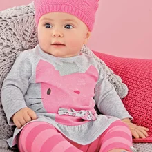 Г. Осенняя стильная одежда для маленьких девочек комплект одежды из хлопка с длинными рукавами и рисунком кошки+ штаны в полоску комплект одежды для малышей из 2 предметов