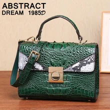 Женские сумки качественные товары натуральная кожа Аллигатор женская сумка новая роскошная сумка Классическая Кожаная деловая сумка через плечо