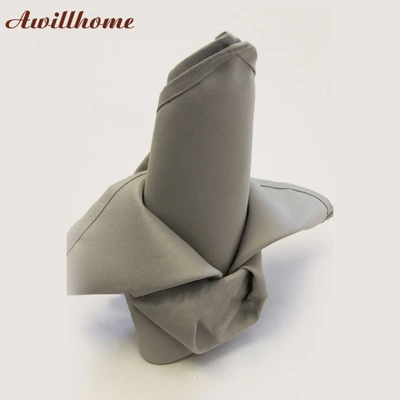 

Awillhome 10pcs/lot 200gsm napkins wedding silver polyester dinner napkins 40x40cm