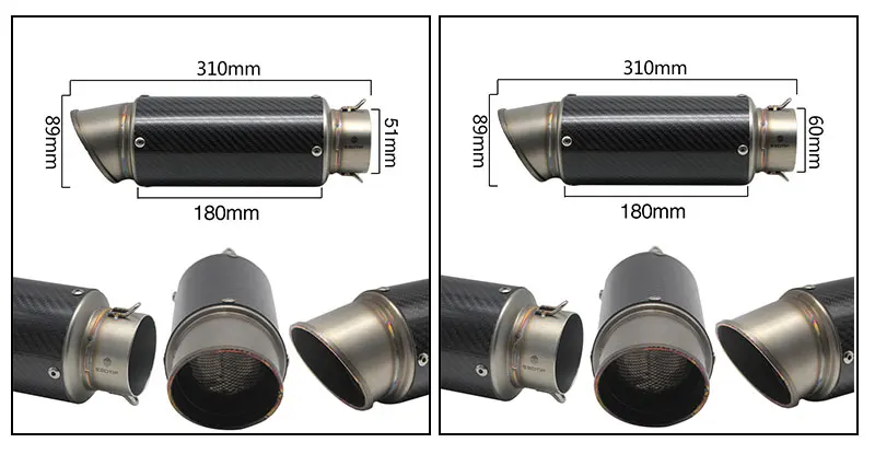 ZSDTRP Универсальный 51/60 мм мотоцикл выхлопной модифицированный SC глушитель для FZ6 CBR250 CB400 CBR600RR KTM Z900 ATV