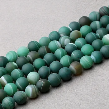 

Natural Stone Frosted Matte Wrapped Silk Thread Green Agata DIY Jewelry Bracelet Necklace Making Wholesale TR153