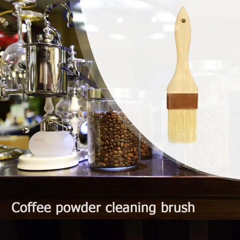 

New Coffee Grinder Cleaning Brush Wood Handle Natural Bristles Coffee Powder Brushes Kitchen Home Tool Dusting Brush for Barista