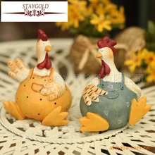 Hot Sell European Village Resin Easter Decoration Figurines Chicken House Toy Decoration Home Two Piece Set
