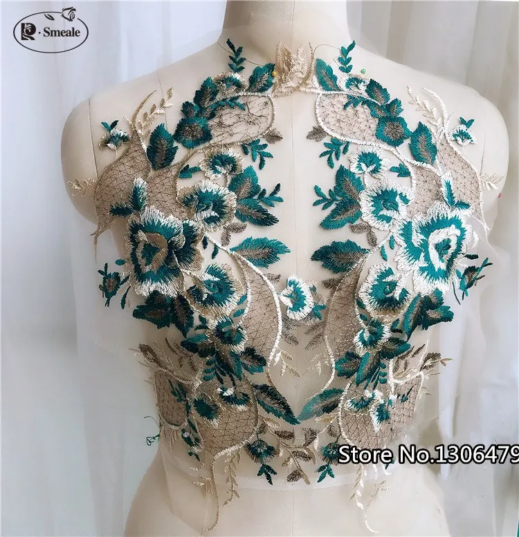 

4PC New Design Flat Embroidery Lace Wedding Dress Applique DIY Bridal Headdress Lace Collar Lace Fabric Patch RS2117