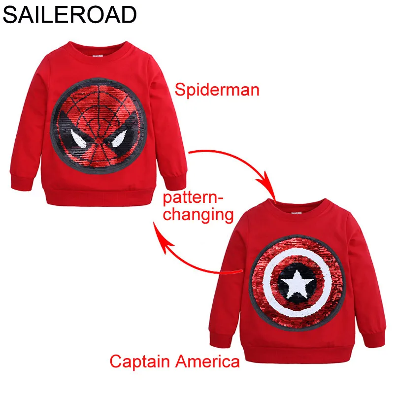 SAILEROAD Человек-паук, изменяющий лицо Captain America Boys Толстовки для детей с длинным рукавом Толстовка с капюшоном Детская толстовка